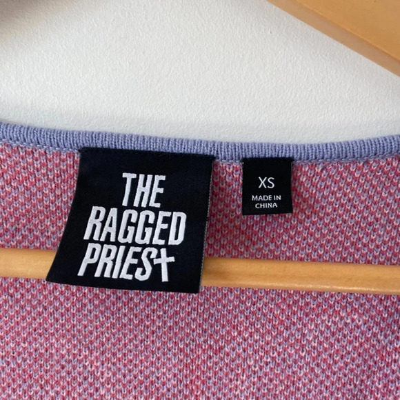 The Ragged Priest Free Bird Knit Top Open Front Cardigan Purple Pink Floral XS - Picture 7 of 8